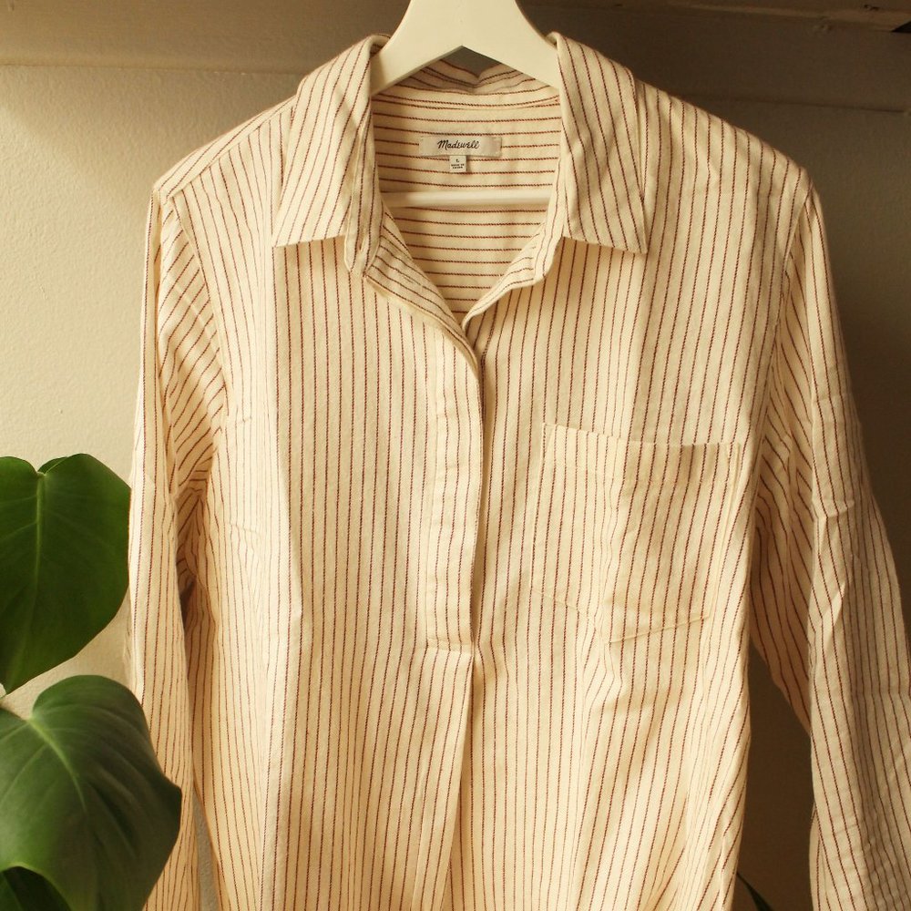 Madewell Stripe Button Back Flannel